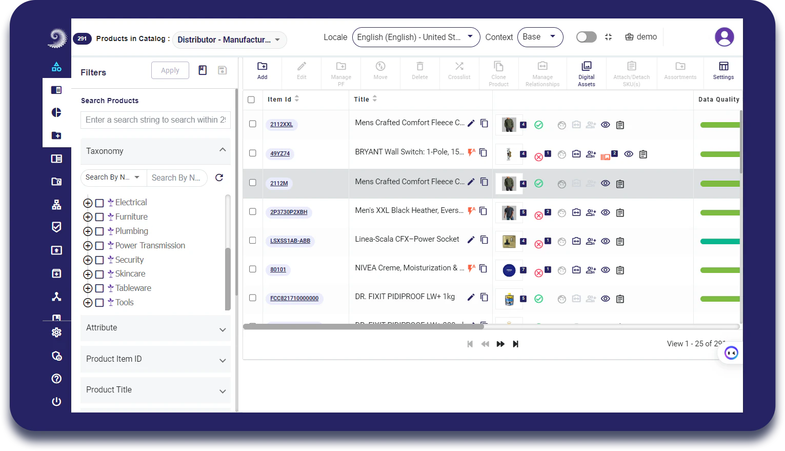 screenshot of Bluemeteor Product Content Cloud